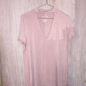 Millennial Pink A&E Collar Cut Out T Shirt